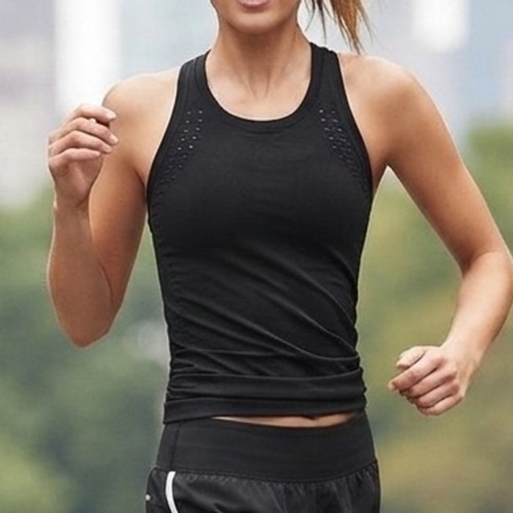 Victoria Sport Black Seamless Mesh Racerback Athletic Tank Top Large